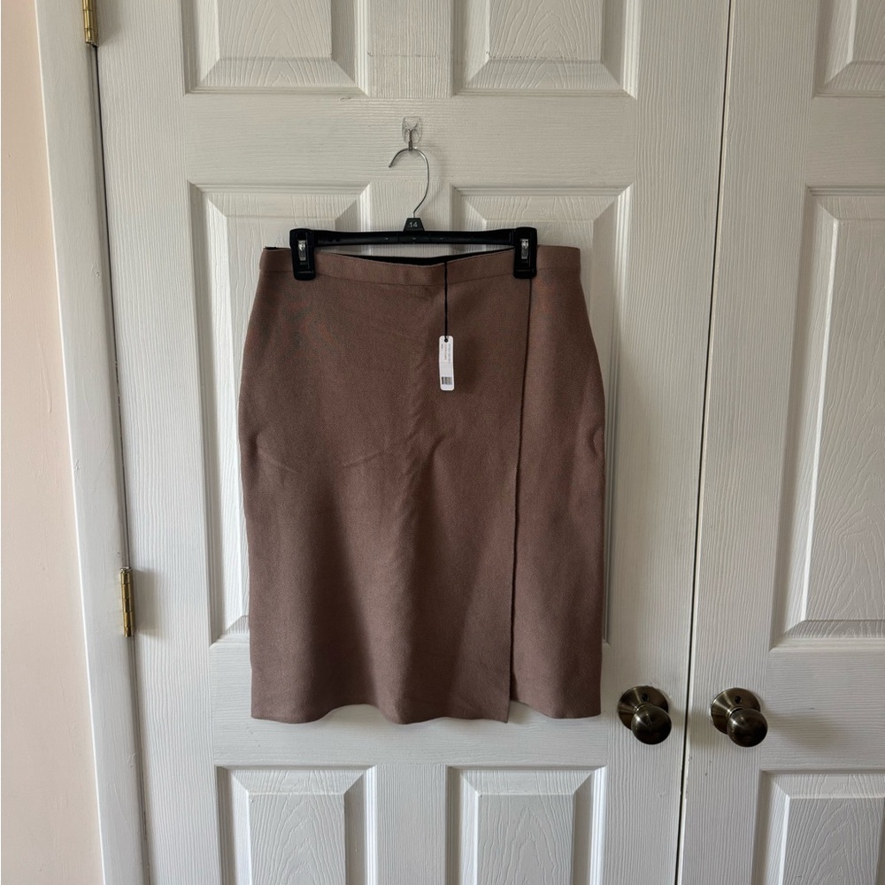 Milano Taupe Midi Skirt with Front Panel